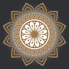 Geometric background of golden mandala with floral design