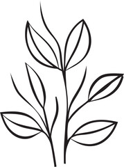Hand Drawn Botany Black Vector Emblem Leafy Impressions Plant Leaves Logo Icon