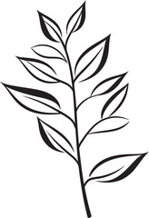 Botanical Brushstrokes Vector Logo Badge Leafy Sketches Hand Drawn Graphic Design