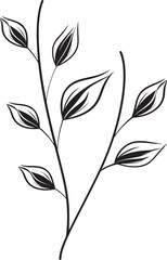 Leafy Doodles Vector Leaf Logo Design Natural Strokes Black Vector Leaf Emblem