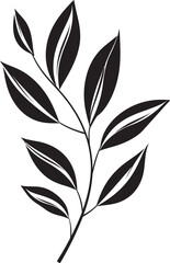 Natures Palette Black Vector Leaf Emblem Badge Organic Artistry Plant Leaves Graphic Icon