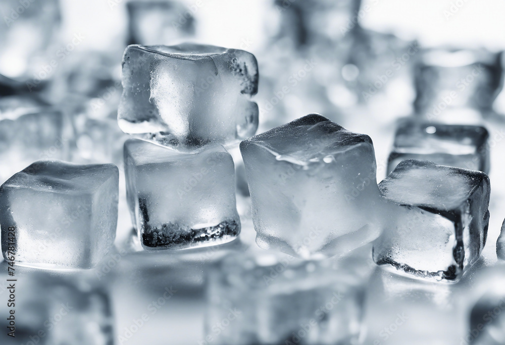 Poster Ice Cubes with Shadows: A Cool and Crisp Composition Capturing Depth and Texture