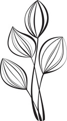 Botanical Ink Hand Drawn Symbol Leafy Harmony Black Vector Logo Emblem