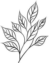 Botanic Illustration Vector Emblem Badge Sketchy Sprouts Hand Drawn Leaf Icon