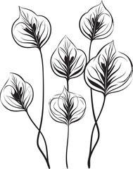 Leafy Lines Plant Leaves Logo Design Botanic Illustration Vector Emblem Badge