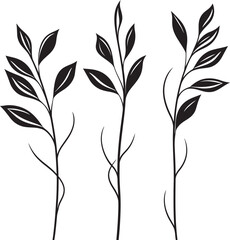 Lush Drawings Black Vector Logo Emblem Leafy Lines Plant Leaves Graphic Design