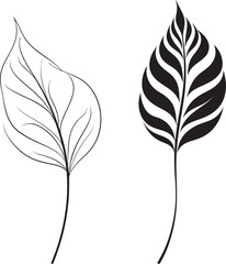 Flora Artistry Hand Drawn Icon Verdant Vision Black Vector Leaf Graphic
