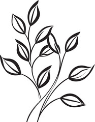 Leafy Lines Plant Leaves Emblem Design Botanic Illustration Vector Logo Design