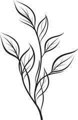 Greenery Sketch Vector Emblem Badge Flora Artistry Hand Drawn Leaf Icon