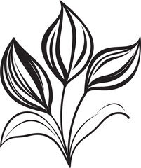 Botanic Illustration Vector Logo Icon Sketchy Sprouts Hand Drawn Leaf Emblem