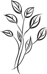 Greenery Sketch Hand Drawn Logo Icon Flora Artistry Black Vector Leaf Badge