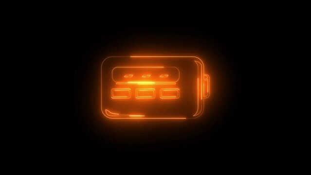 Neon glowing brown pager icon animation in black background