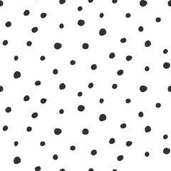 Seamless polka Dot Pattern. Doodle hand Drawn dots. Black and white Abstract Background. Monochrome Minimalistic texture