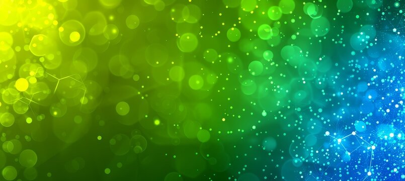 Blue and green cyber nano background, big data innovation, internet connection, ai, line dot pattern