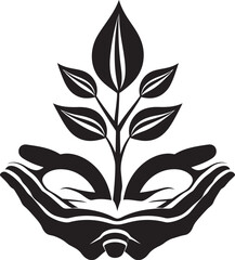 Botanic Bond Living Plant Icon Badge Natures Touch Black Vector Graphic