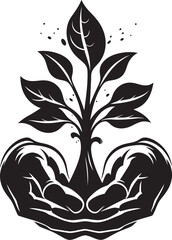 Organic Embrace Plant Logo Icon Leafy Hold Vector Badge Design
