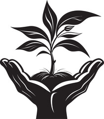 Green Fingers Vector Icon Badge Flora Fusion Black Vector Logo