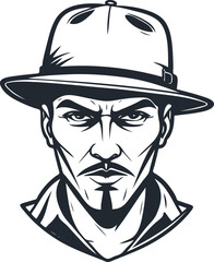 Angry man in pith helmet, vector illustration - 746782641