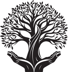 Botanical Embrace Vector Logo Graphic Eco Embrace Black Vector Icon