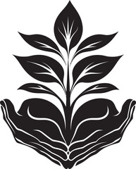 Verdant Caress Hands Embracing Plant Vector Green Thumb Living Plant Icon in Hands