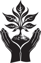 Leafy Liaison Living Plant Logo Design Verdant Caress Hands Embracing Plant Vector