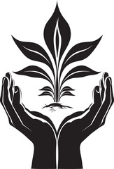 Organic Fusion Living Plant Logo with Hands Design Foliage Harmony Vector Graphic of Hands and Living Plant