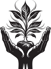 Flora Fusion Living Plant Logo in Vector Format Organic Connection Hands and Plant Icon Graphic