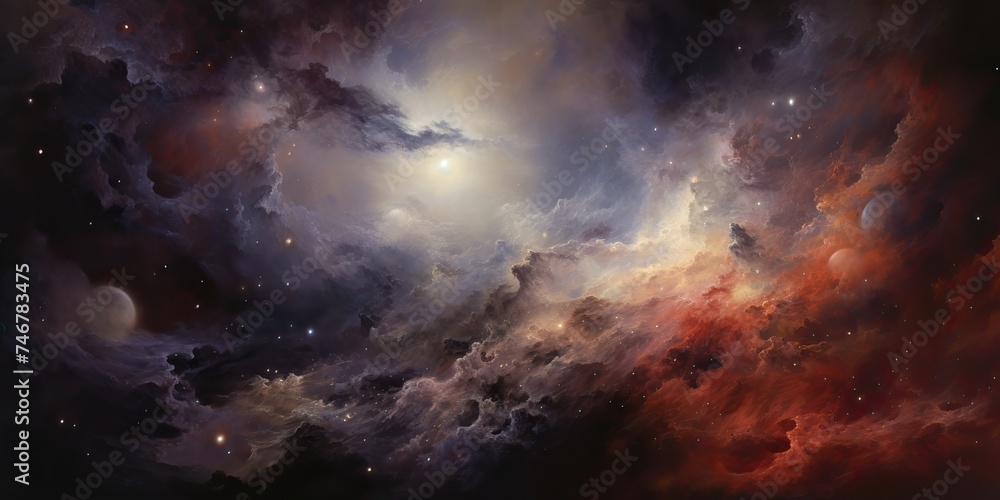 Wall mural ai generated. ai generative. galaxy space cosmic decorative universe galaxy background in pink dark 