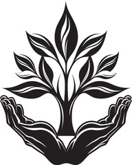 Foliage Harmony Living Plant Icon Design Natural Embrace Vector Graphic of Hands and Plant