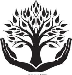 Foliage Finesse Living Plant Vector Graphic Concept Natural Harmony Hands Holding Plant Icon Design