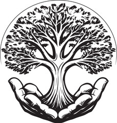 Verdant Clasp Living Plant Badge Greenery Grasp Vector Logo Design