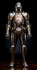 Regal Robotic Knight in Ornate Armor, a Blend of Chivalry and Technology created with Generative AI technology.