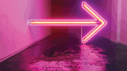 A huge neon sign in form of arrow pointing right in