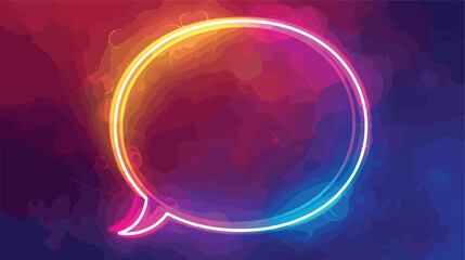 A speach bubble neon with blue purple and yellow out - obrazy, fototapety, plakaty