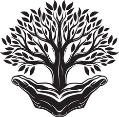 Verdant Touch Living Plant Badge Greenery Hold Vector Logo Design