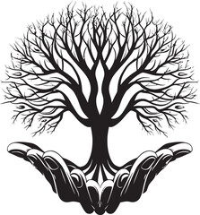 Botanic Grasp Plant Emblem Badge Leafy Fingers Vector Logo Badge