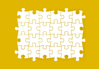 White Puzzle Isolated Yellow Background