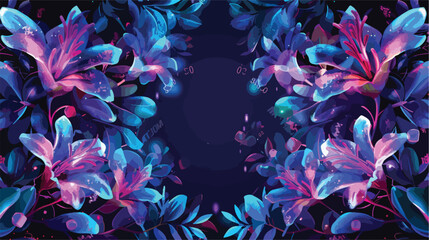 Abstract fantasy floral sci fi neon portal. Flower p - obrazy, fototapety, plakaty