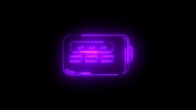 Neon glowing purple pager icon animation in black background
