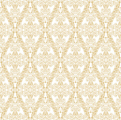 Golden ornamental texture,   woven  laced abstract pattern on white  background