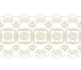 Seamless Golden border ornament, on white background, ornamental decor