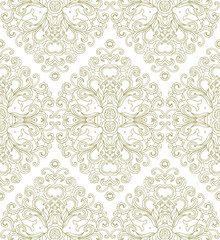 Golden ornamental texture, woven laced abstract pattern on white background