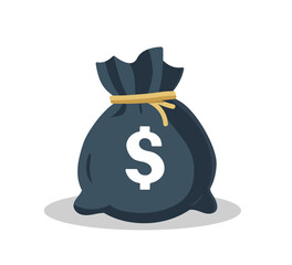 Money Bag. Vector Sack with Dollar Sign. Finance element isolated on white.