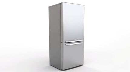 stainless steel refrigerator isolated in white studio background