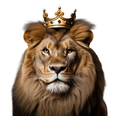 isolated lion with crown on white background
