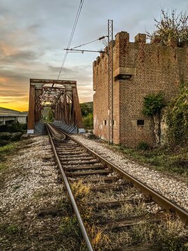 railroad tracks in the countryside
