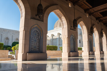Fototapeta na wymiar Sultan Qaboos Mosque, Oman, ancient fortresses, cities of Arabia, sights of Oman