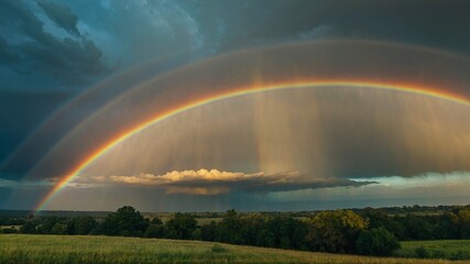Fototapeta na wymiar rainbow over the river