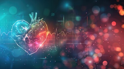 Illustration depicting heartbeats on a healthcare and medical background