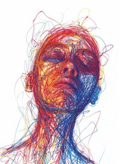 Scribbled Illustration of Lewy Body Dementia Generative AI - obrazy, fototapety, plakaty